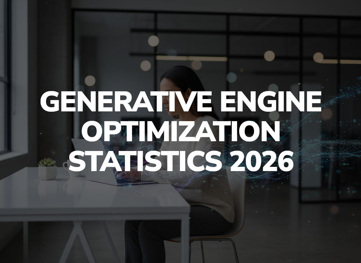 Professional using laptop with AI data visualizations for generative engine optimization strategy in modern office workspace.