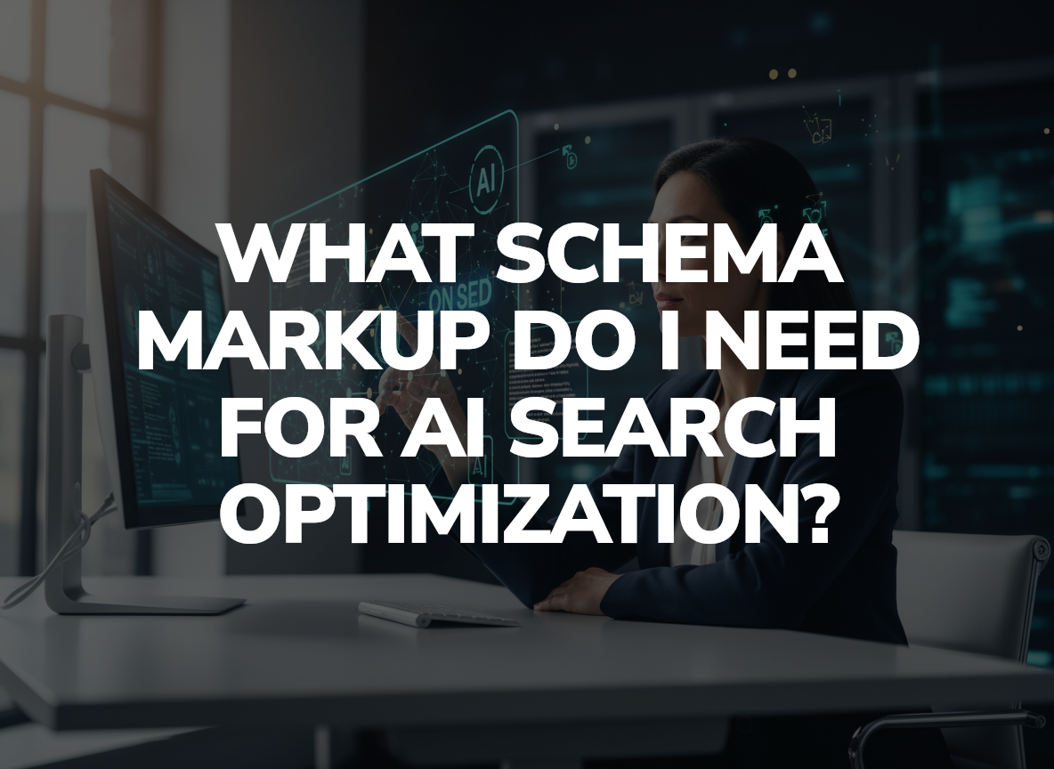 Professional analyzing holographic schema markup interface on modern desk for AI search optimization strategy.